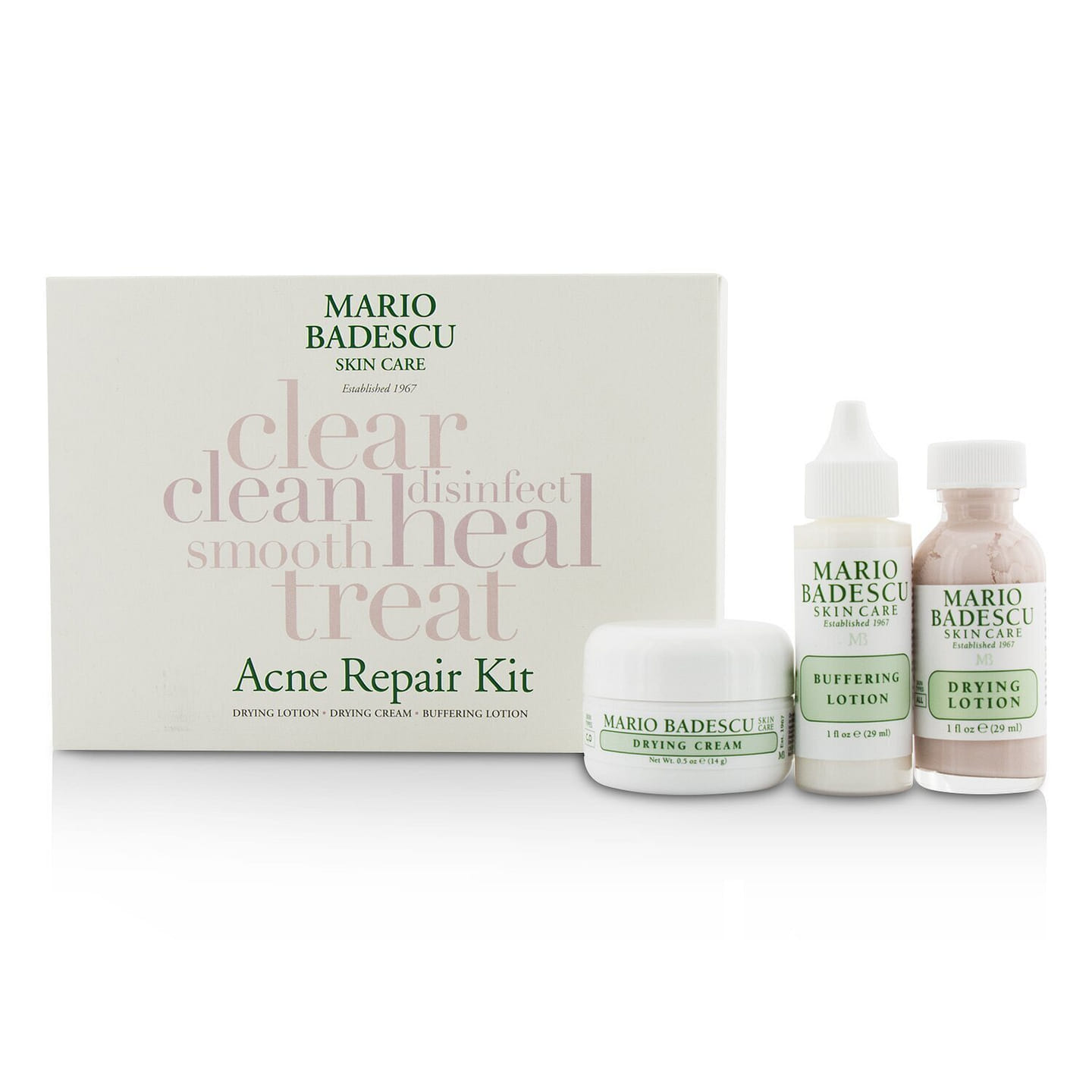 Mario Badescu Acne Repair Kit: Drying Lotion 29ml + Drying Cream 14g + Buffering Lotion 29ml 3pcs 3 each