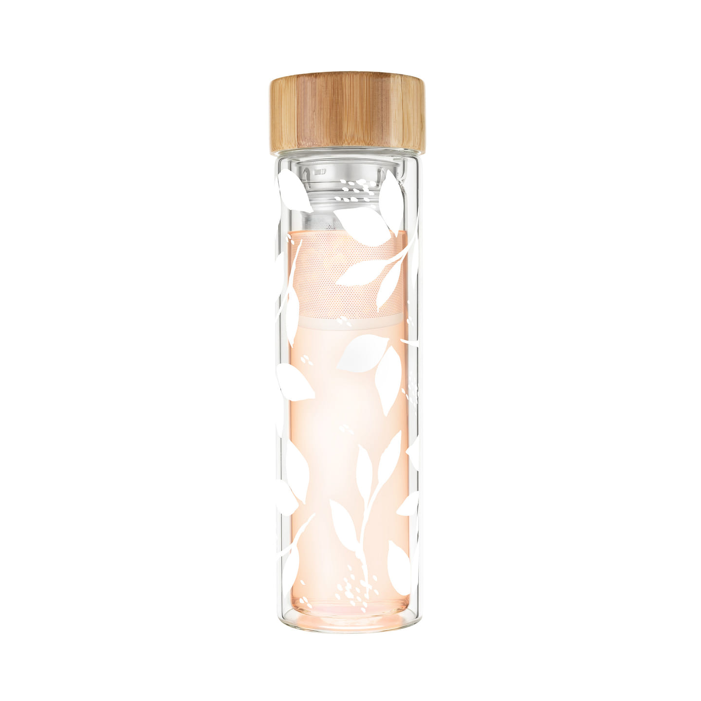 Blair™ White Leaf Pattern Glass Travel Infuser Mug by Pinky Up® 1 each