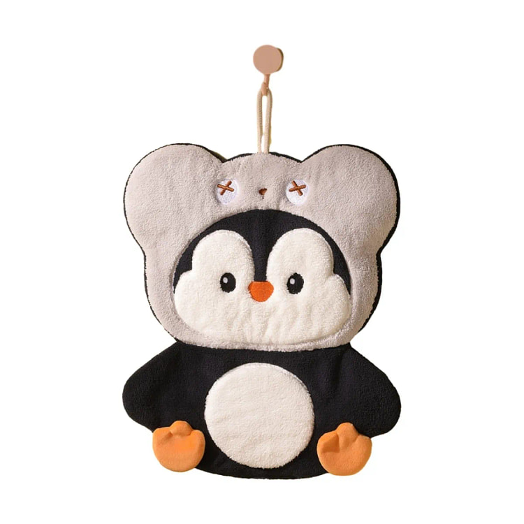 可挂式擦手巾 珊瑚绒 擦手巾-企鹅灰色 1 个