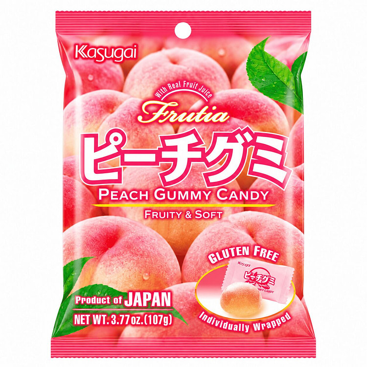 Japan KASUGAI Fruit Gummy White Peach Flavor 107g 107 g