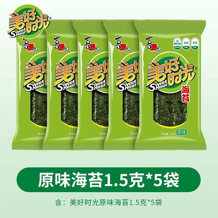 美好时光 经典原味海苔片袋装即食1.5克*5袋 7.5 克