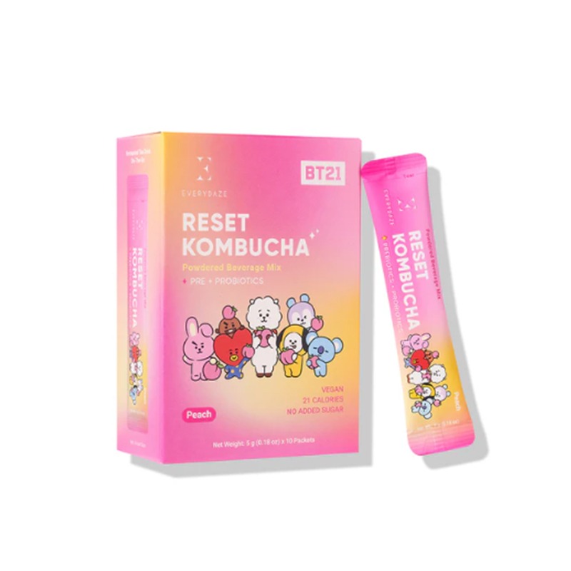 EVERYDAZE with BT21: RESET KOMBUCHA- Peach 5 g x 10 Packets 50 g