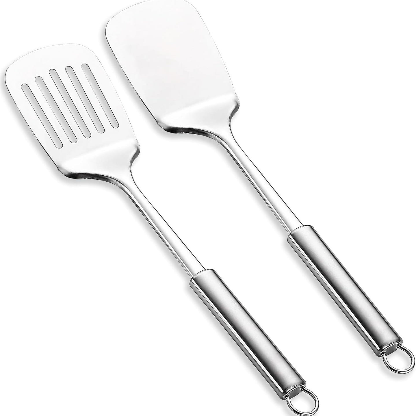Kitchen Stainless Steel Spatulas Set, 2Pcs Silver 1 each