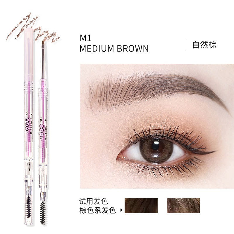 FLORTTE Rotating Double Tip Fine Eyebrow Pencil M1# Natural brown 1 個