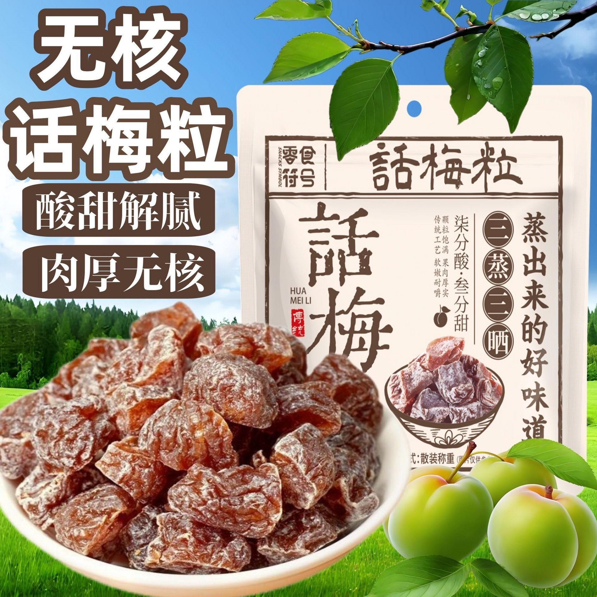 青檸味話梅粒酸甜無核梅肉果乾蜜餞果脯梅子話梅正宗酸100 克- Weee!