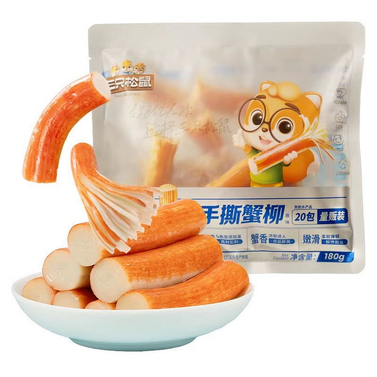 三只松鼠手撕蟹柳180g*1袋蟹棒香辣味网红零食