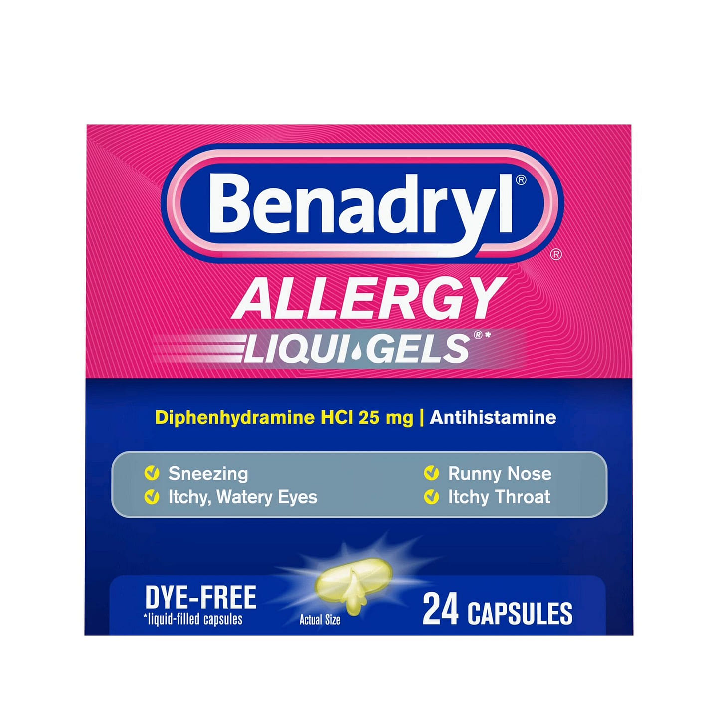 Benadryl Dye Free Allergy Liqui Gels 24 Ct 1 box