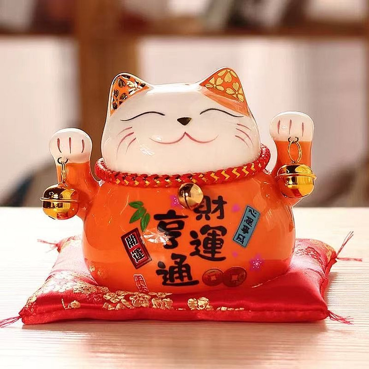 招财猫小摆件陶瓷创意家居装饰 《财运亨通》