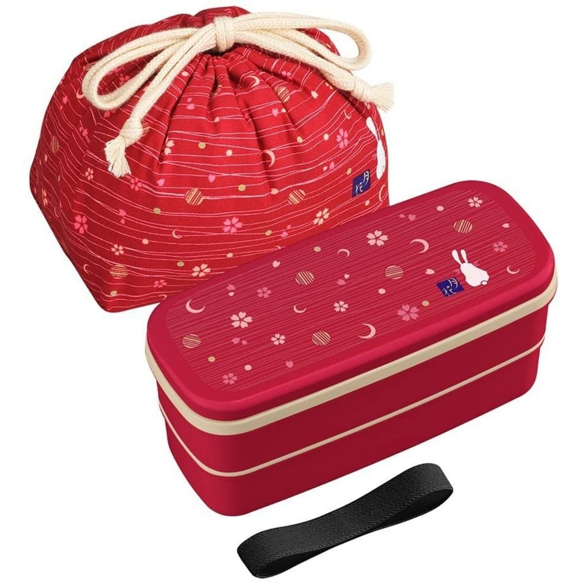 Osk Japanese Traditional Rabbit Moon Bento Box Red 1 count