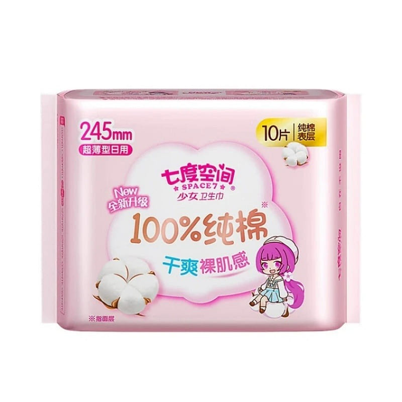 7th Space Ultra-Thin 100% Cotton Daily Sanitary Pa 1 pack