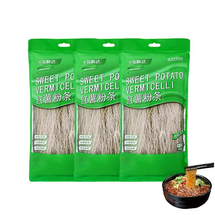 华海顺达红薯粉条无添加不含胶450g*3粉条（细）