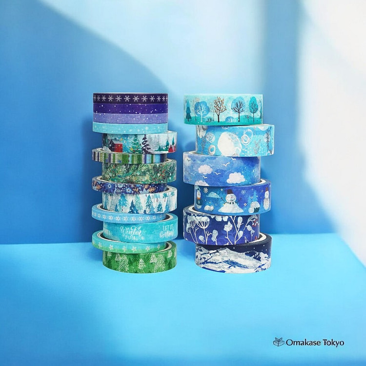 YUBX 冬季遮蔽胶带套装 - 蓝色雪花 340 克