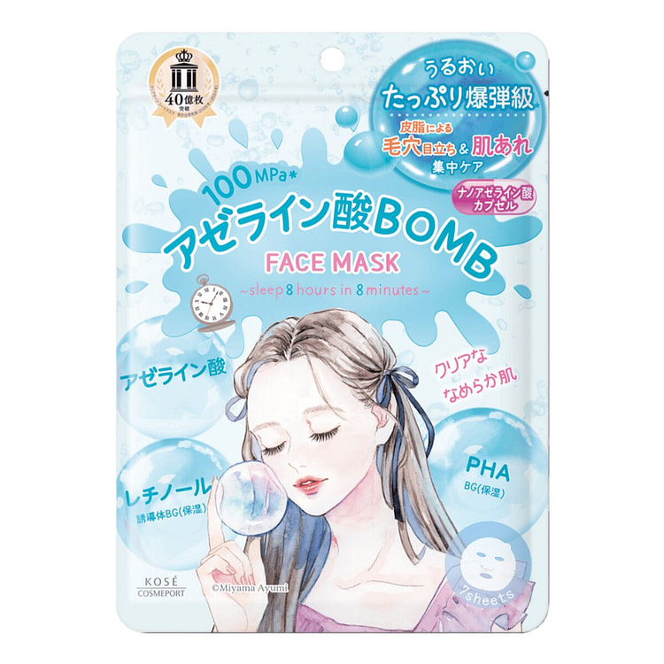 kose插画系列壬二酸水油平衡改善粗糙面膜7枚入 1 包
