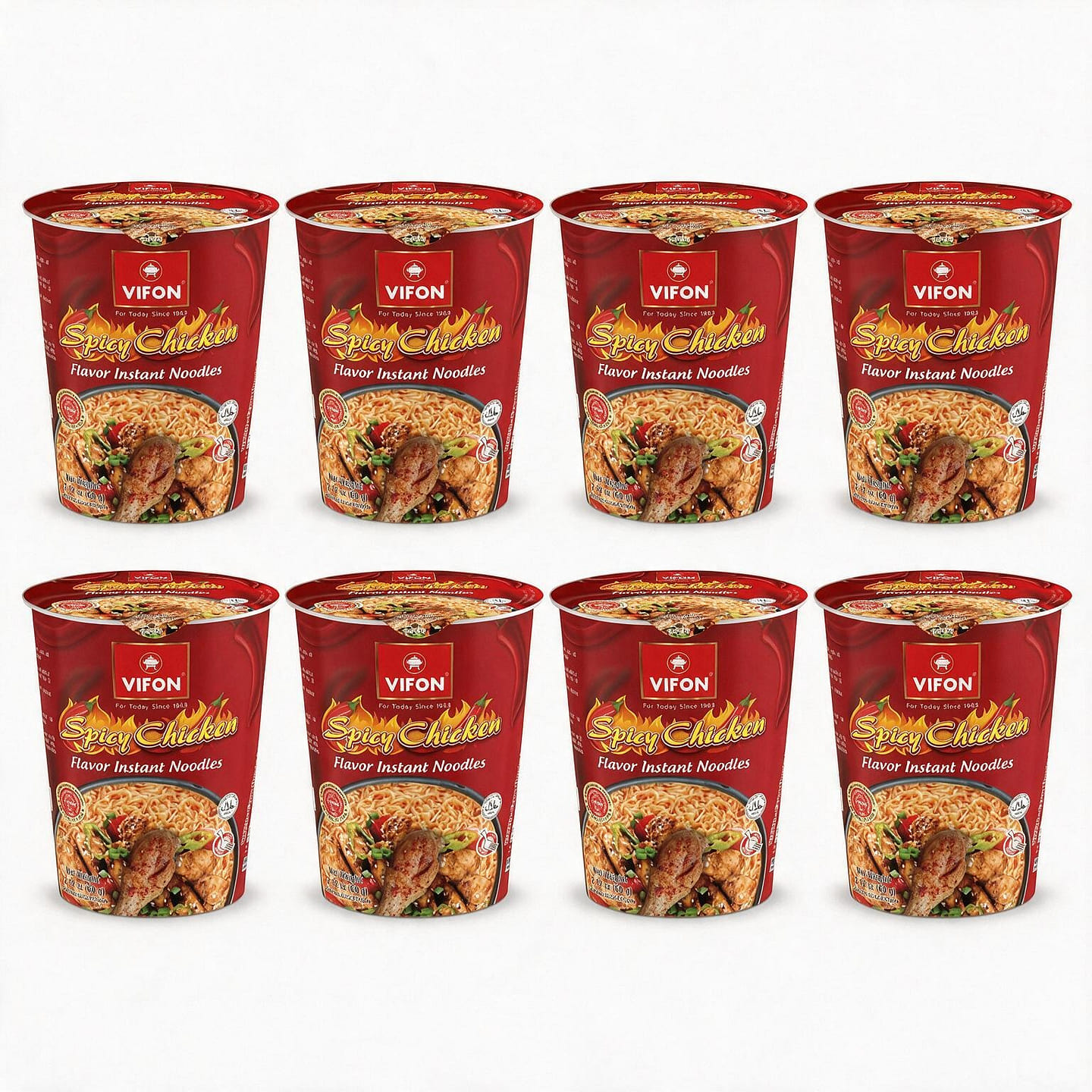 [8-CUP] VIFON Spicy Chicken Flavor Noodle Cup 2.12 oz*8 each