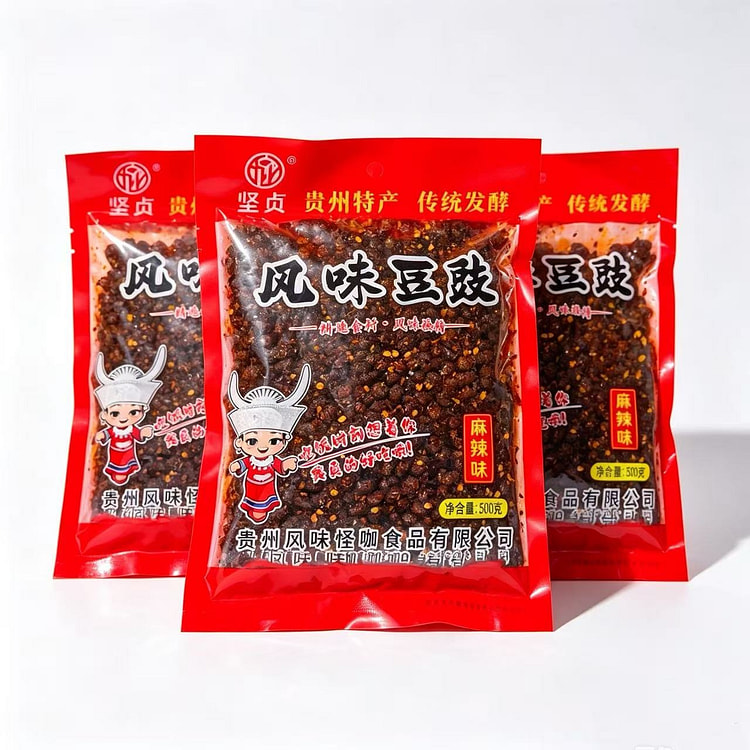 贵州麻辣香辣豆豉豆食特产农家辣椒豆豉酱调料 120 克*3 包
