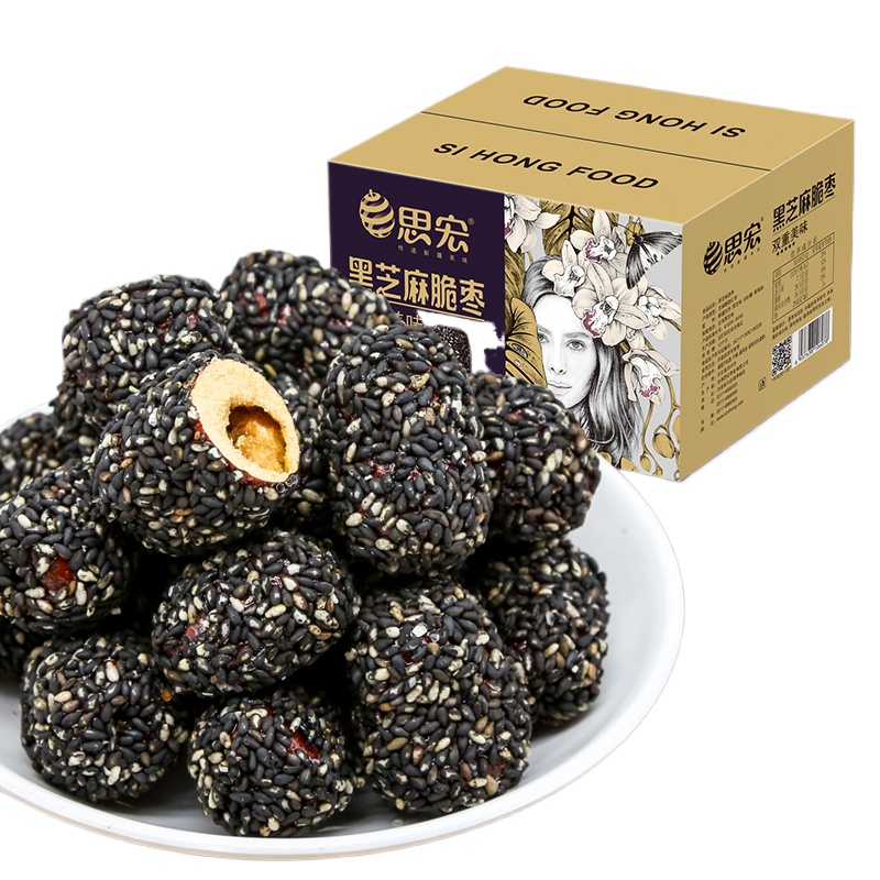 思宏 香酥黑芝麻脆枣独立小包装开袋即食228g*1盒装 - Weee!