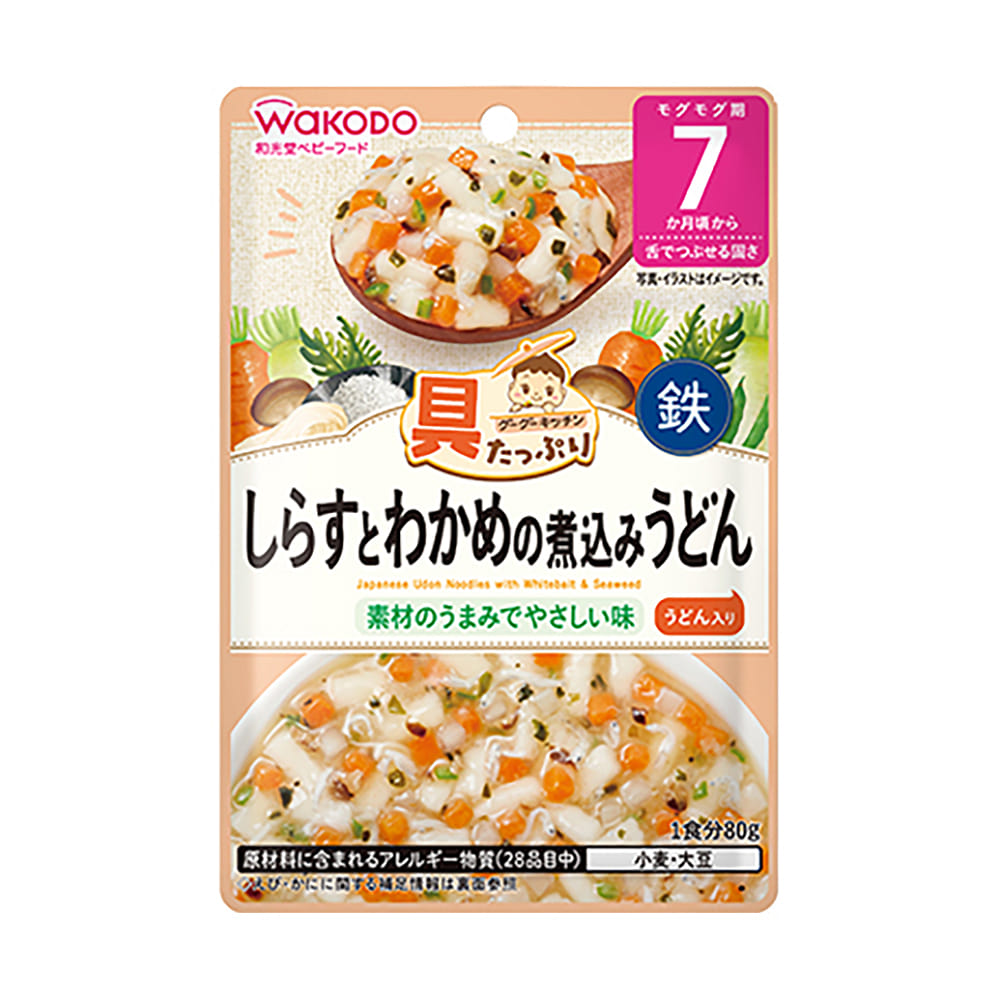Wakodo Baby Food Whitebait & Wakame Udon 7mo+ 80 g