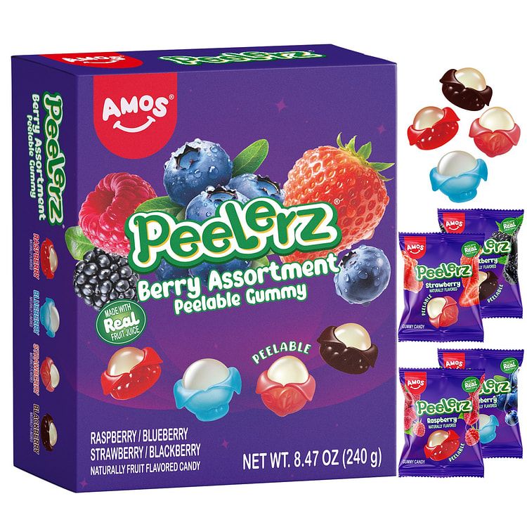 AMOS Peelerz Berry Assortment Peelable Gummy Candy 8.47 oz