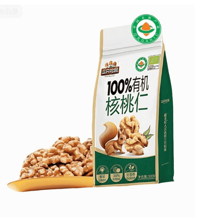 三只松鼠   有机核桃仁   500g*1袋 500 克