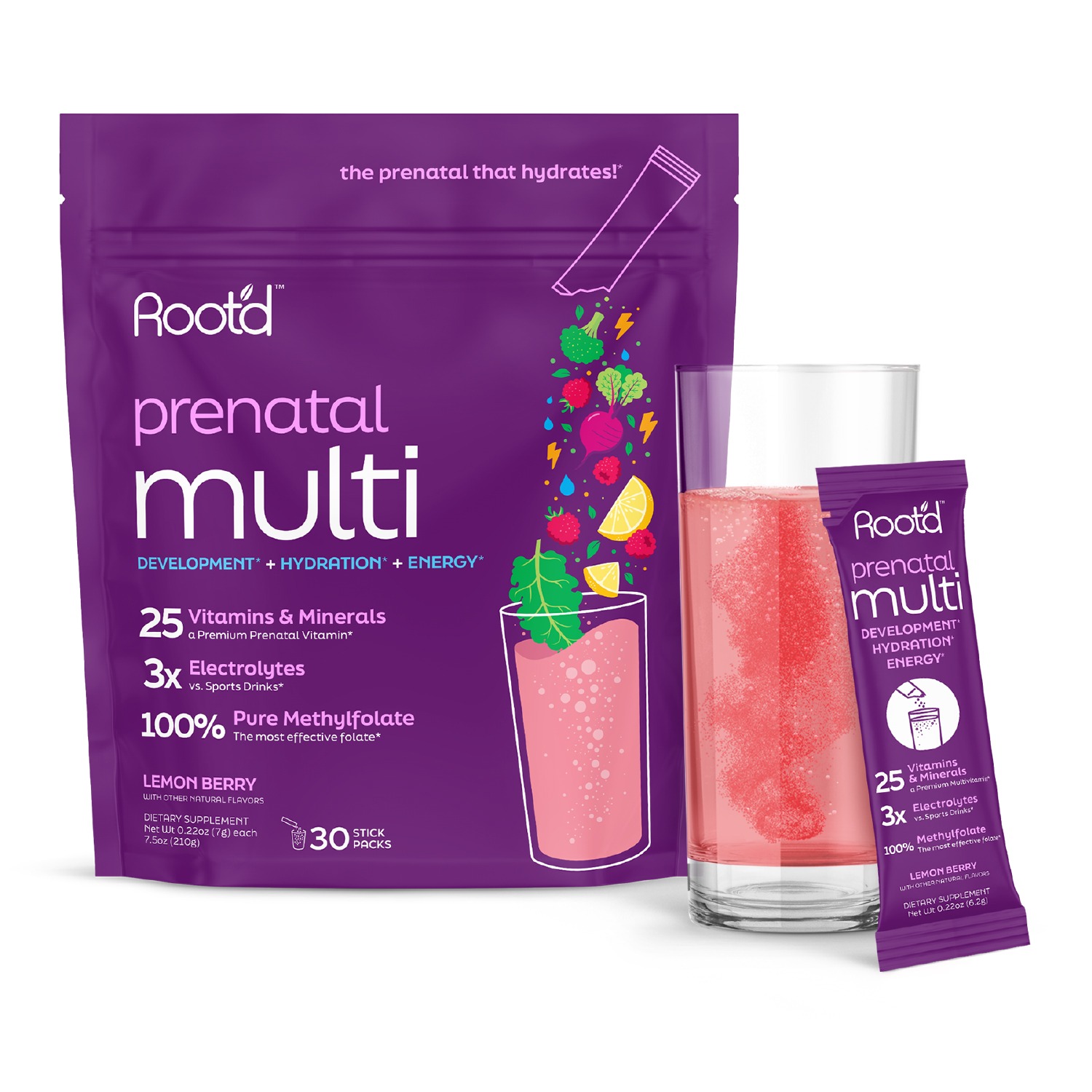 Root'd - Prenatal Multi - Essential Multivitamin + Electrolytes for Mom and Baby 24 cái