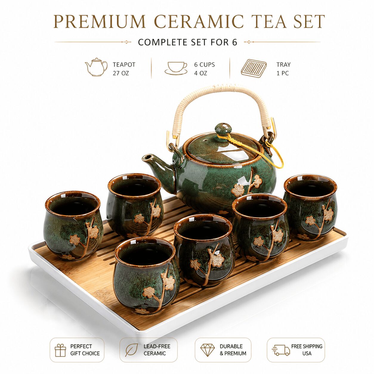 チャイティー Get Luxury Ceramic Tea Set Gift Box for 6 Delivered | Weee! Asian