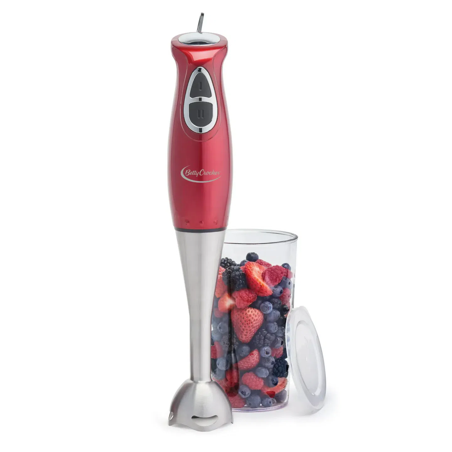 Betty Crocker BC-3302CMR Two Speed Hand Blender with Included Beaker Red 1 each