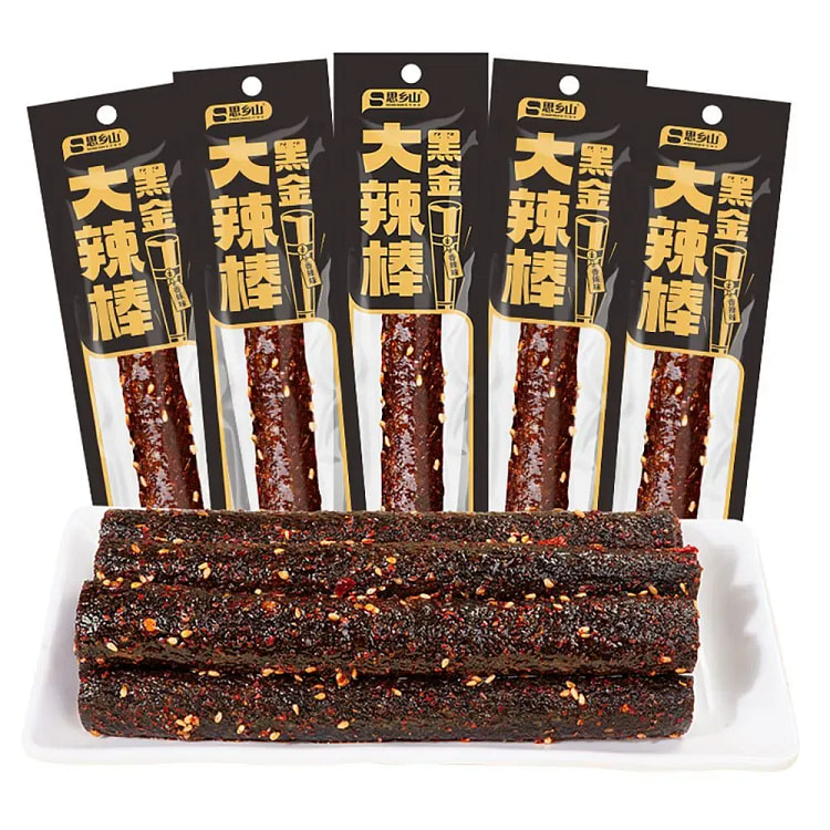 思乡山黑金大辣棒超长辣条香辣麻辣零食5袋装150g 150 克