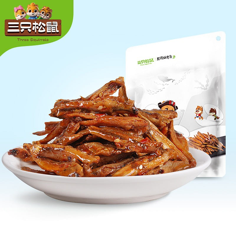 Three squirrel small fish 100g Snack specialty spicy snack fish 100 g