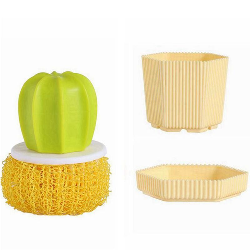 Prickly Pear Dishwashing Pan Brush With Handle Nano Clean- Yellow-1Pc 1 each