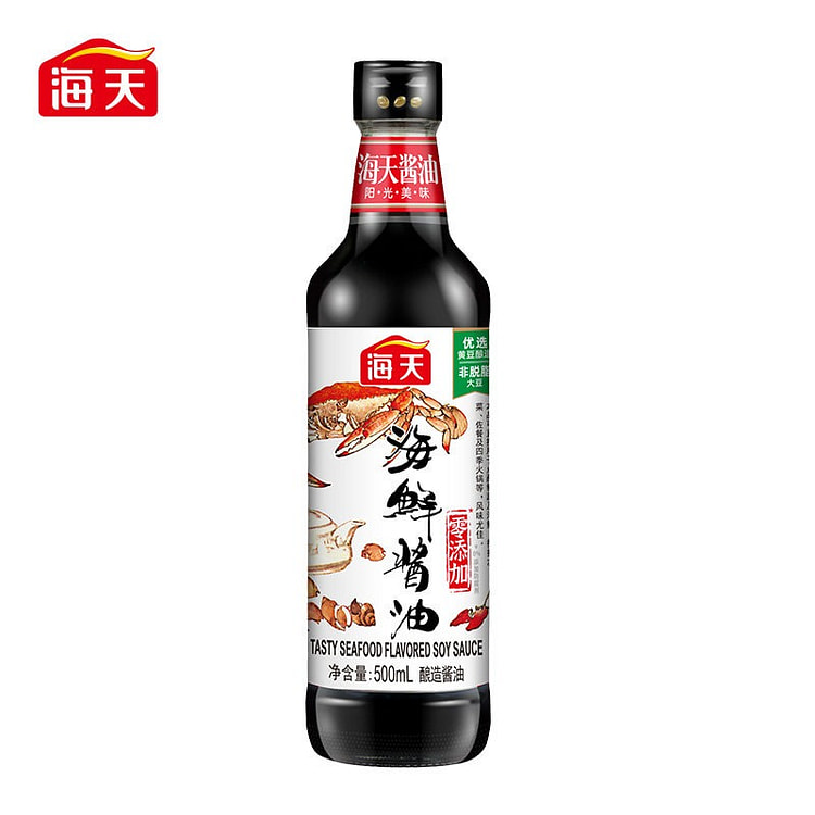 海天海鲜酱油添加干贝黄豆酿造生抽500ml 500 毫升