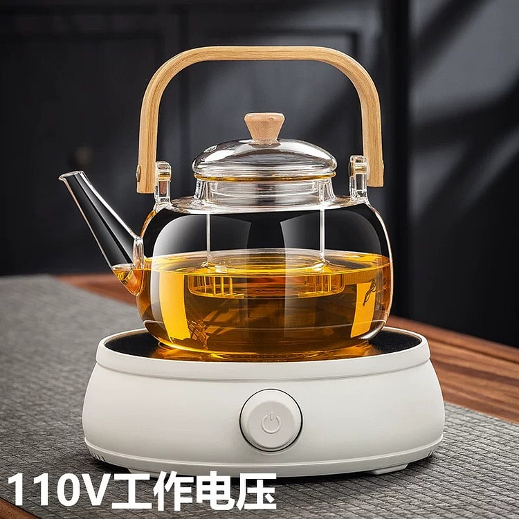 110V电陶炉煮茶家用煮茶器玻璃壶 白圆炉加玻璃壶 1 份