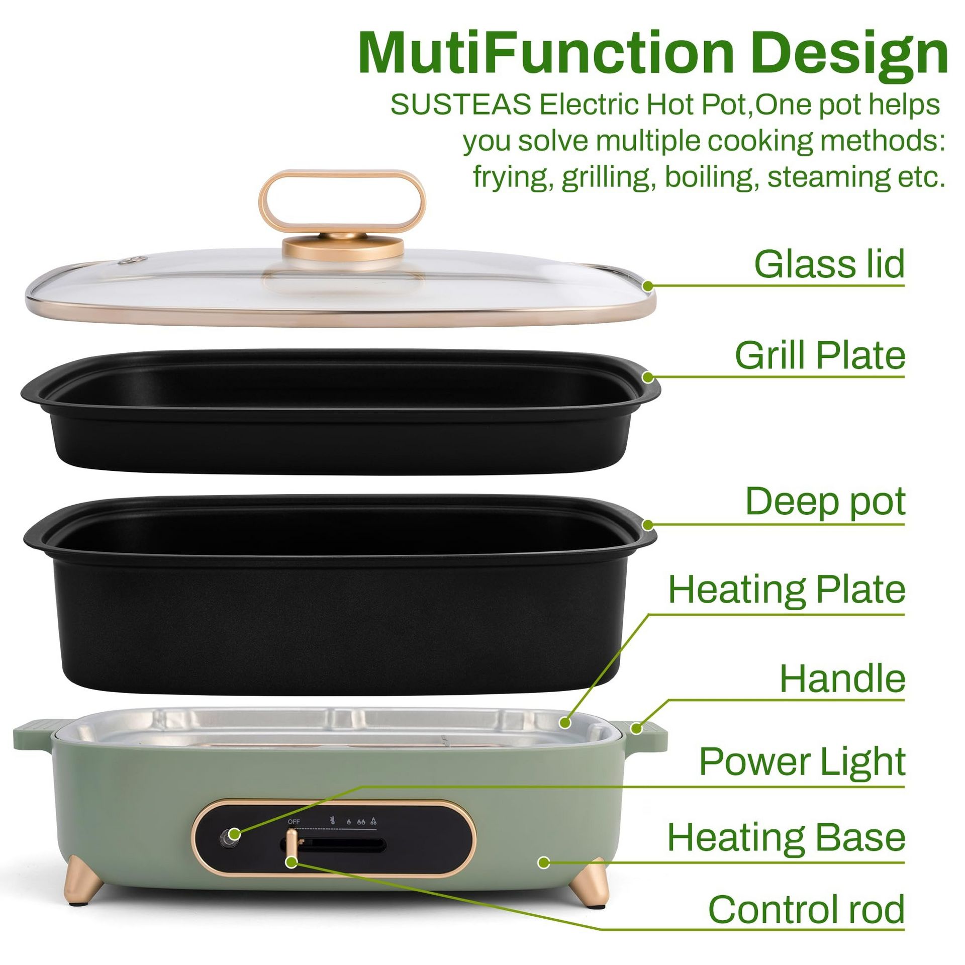 Get 2 in 1 Electric HotPot with Removable Grill Pan Delivered