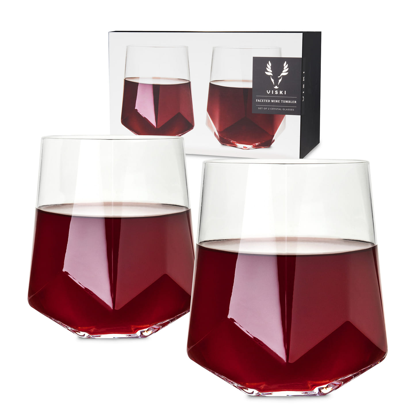 Faceted Crystal Wine Glasses by Viski® 20 fl.oz