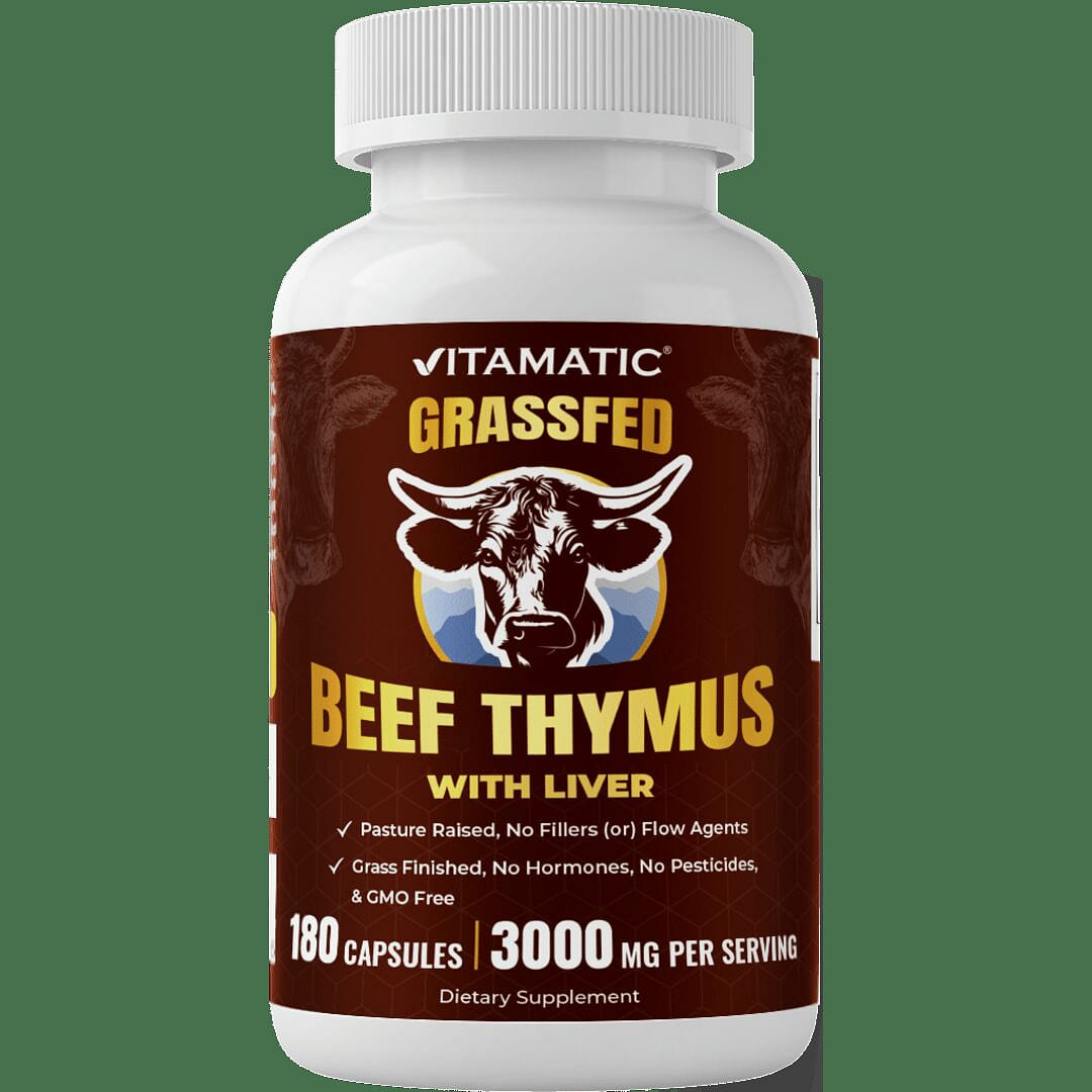 Vitamatic Grass-Fed Beef Thymus + Liver 180 Caps 1 each