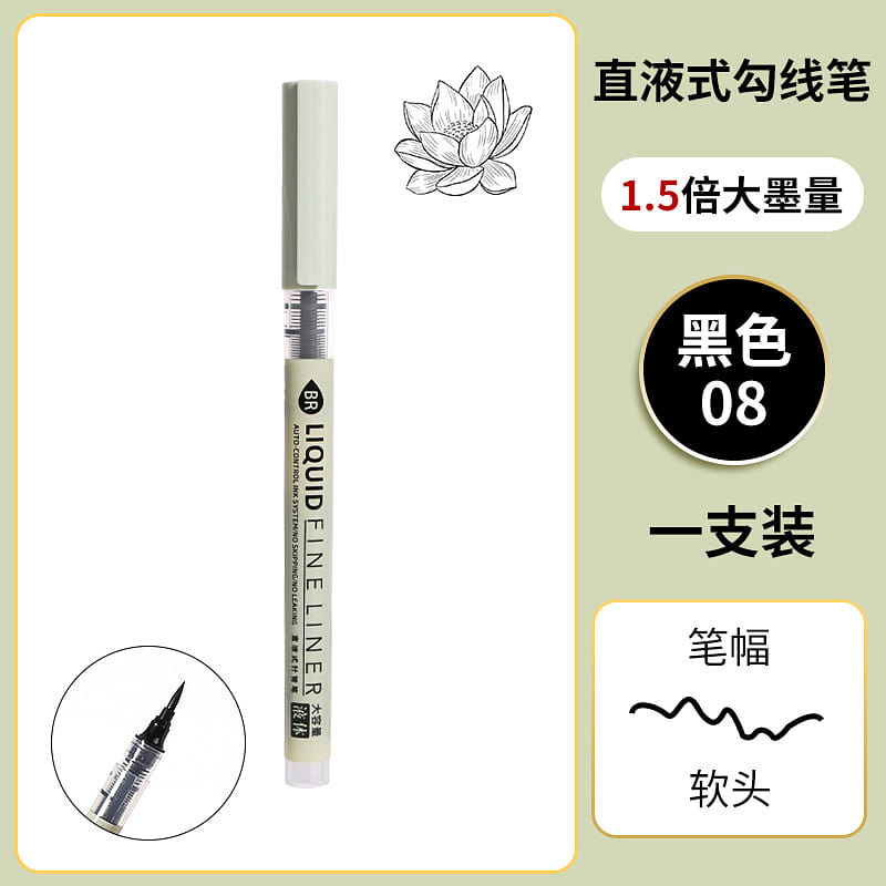 Liquid Ink Technical Pen Liner Waterproof BR Brush 1 each