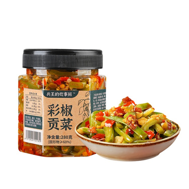 兵王的炊事班香辣剁椒贡菜低脂脆椒湖南特产辣椒酱下饭菜 280g*1瓶装