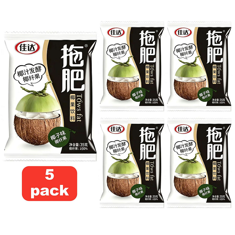 佳达 拖肥椰果肉 椰果冻饮料 椰子味（5 pcs） 180 克