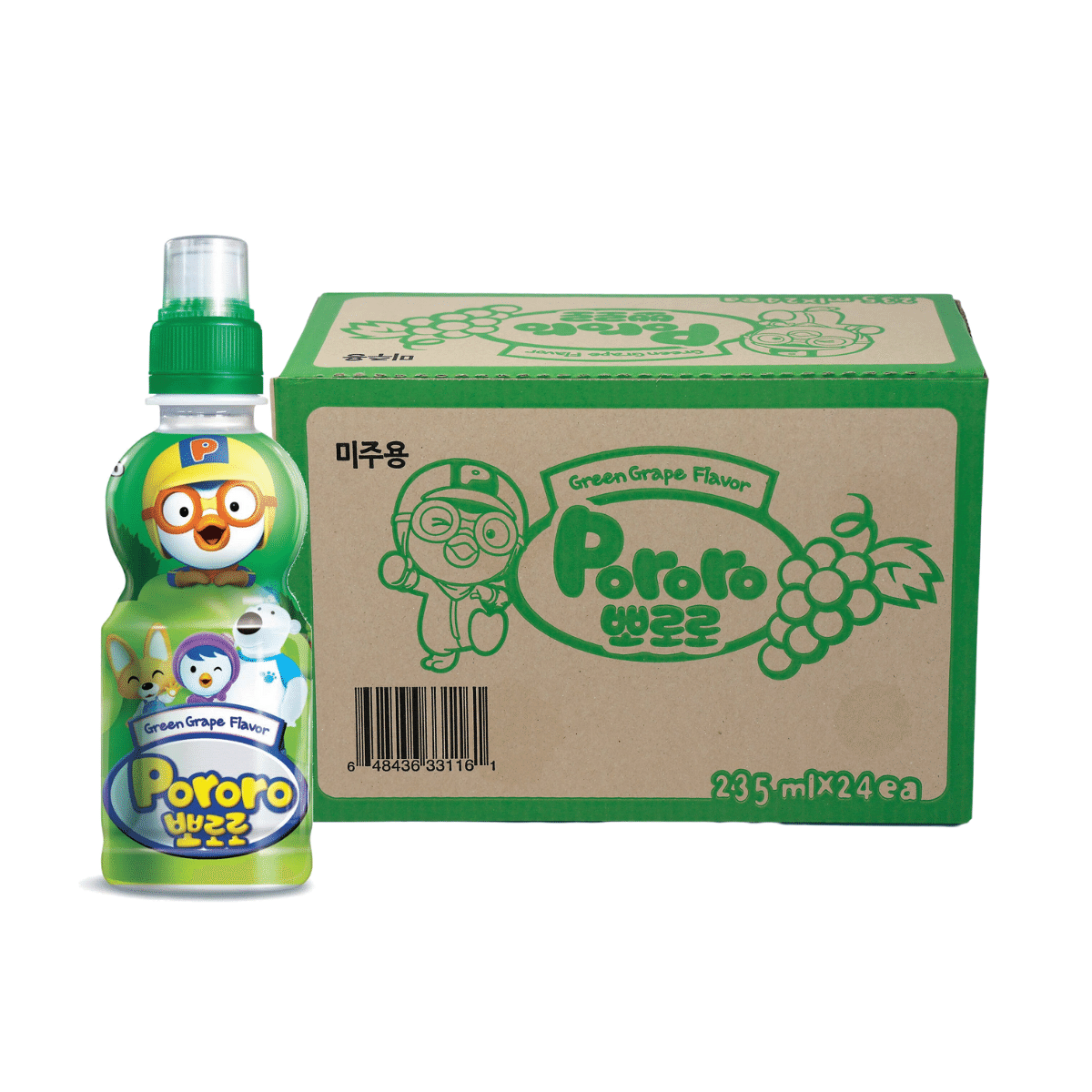 Paldo Pororo Fruit Juice, Green Grape Flavor 7.95 oz pak of 24 1 each