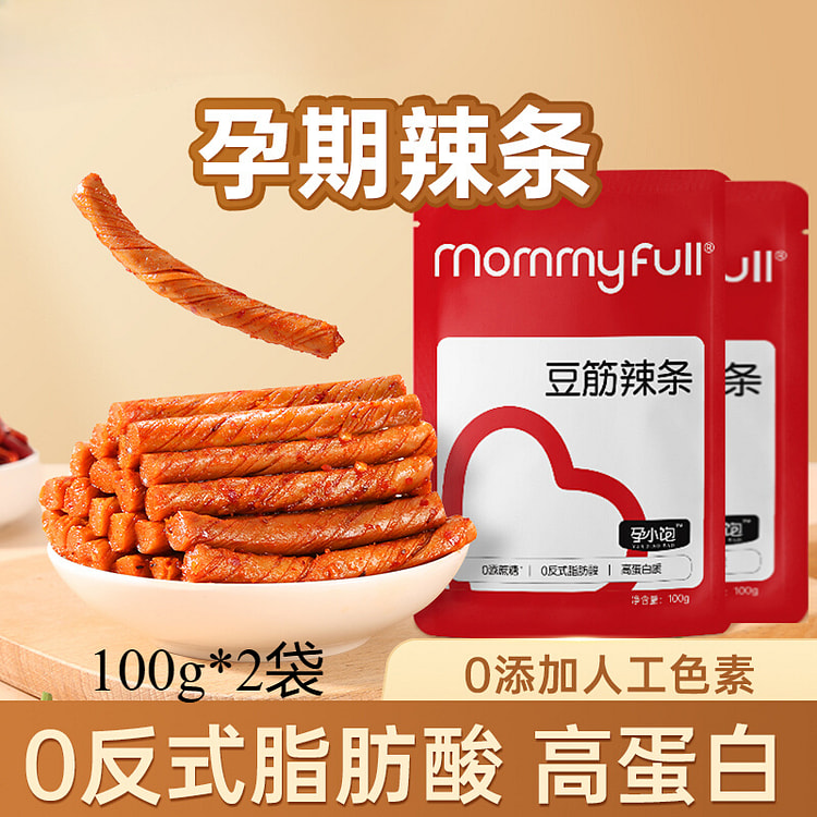 孕小饱孕妇零食辣条豆筋孕期可吃 100g*2袋