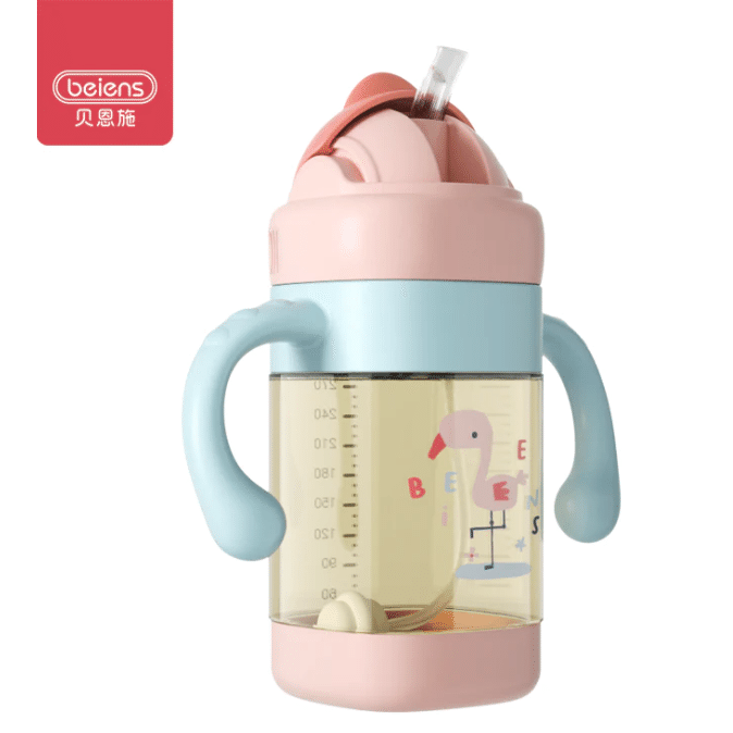 Beiens Baby Water Bottle 240ml Pink 1 each