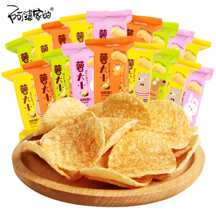Grandma's Potato Chips, Potato Puffed Mixed Flavor - 20g*8 packs of casual 