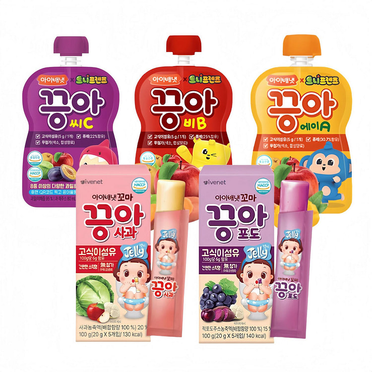 [Ivenet] Kids Fruit & Veggie Puree & Jelly Set 1 count