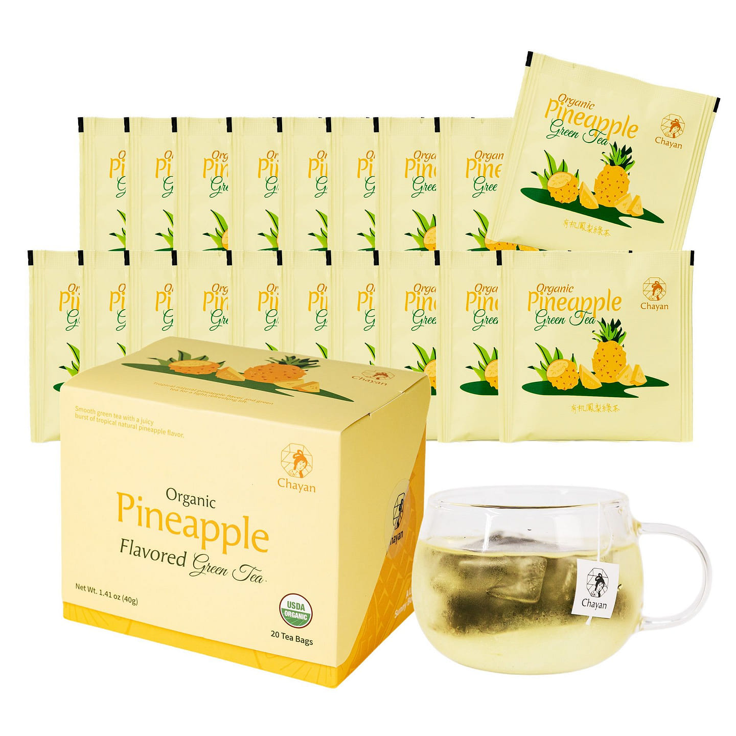 Organic Pineapple Flavored Green Tea [USDA] 20 pack