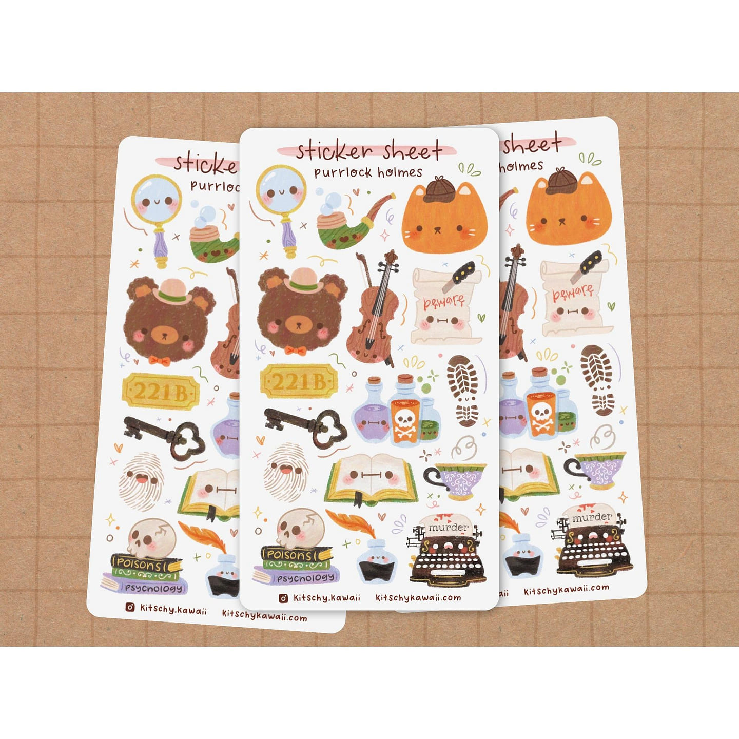 Purrlock Holmes Sticker Sheet 1 each