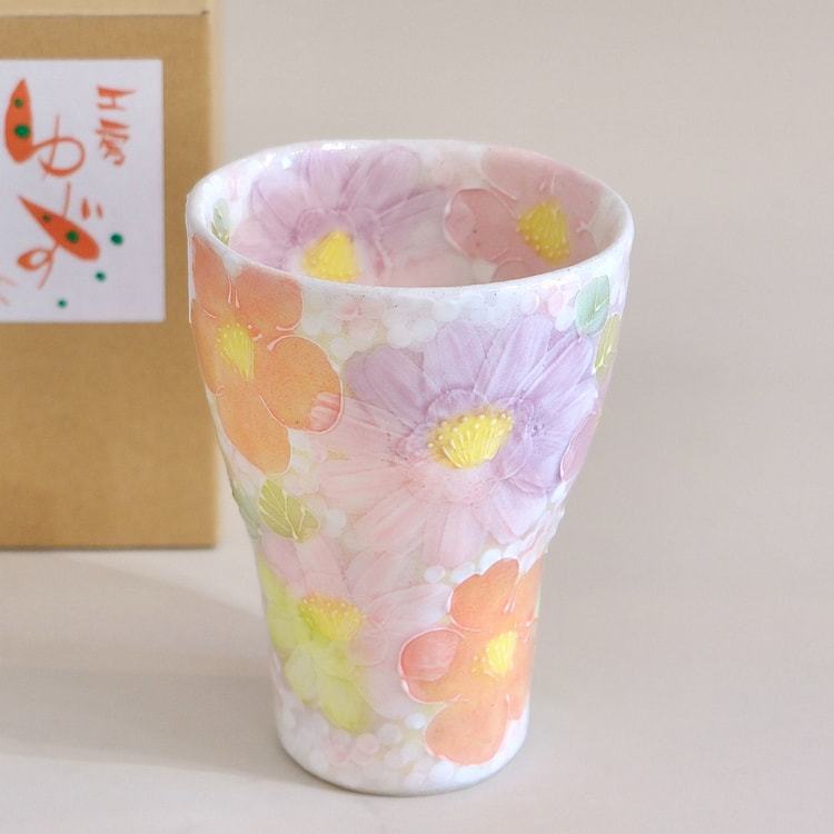 繁花 红彩花小纹 手握杯（礼盒装）