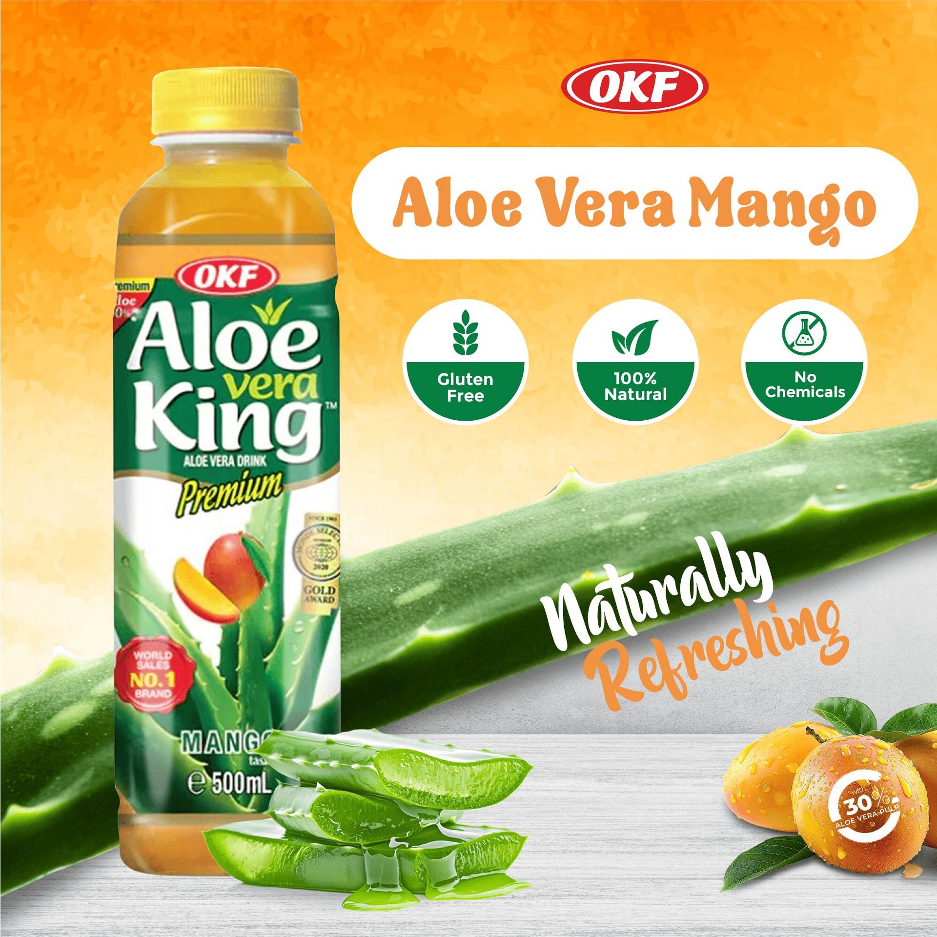 Get OKF Aloe Vera Drink with Pulp Mango -20pk Delivered | Weee! Asian Market