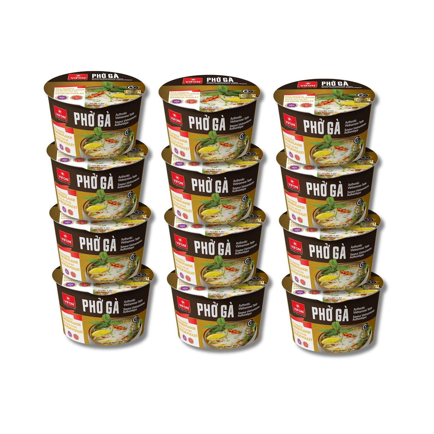 [12-PAPER BOWL]VIFON Vietnamese Chicken Flavor Pho 2.47 oz*12 counts