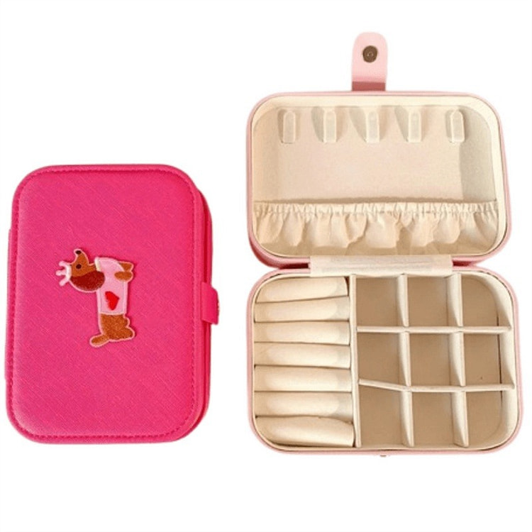 Puppy jewelry box for jewelry storage, rose red, l