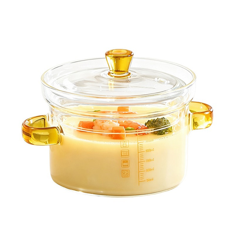 Borosilicate Glass Pot With Lid Double Handle 1 box