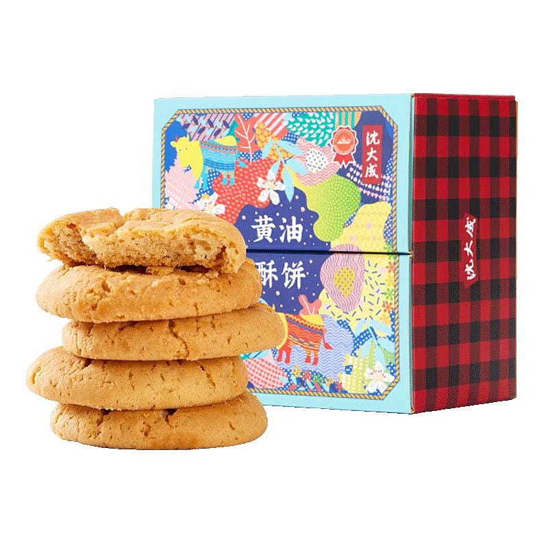【沈大成】上海传统糕点 中华老字号 黄油酥饼 桃酥饼 焦糖饼干 250g 1盒装 250 克